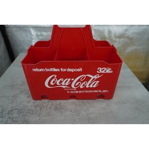 Vintage Coca-Cola Red Plastic Bottle Carrier Caddy 6 Pack 32oz Bottles Coke Logo